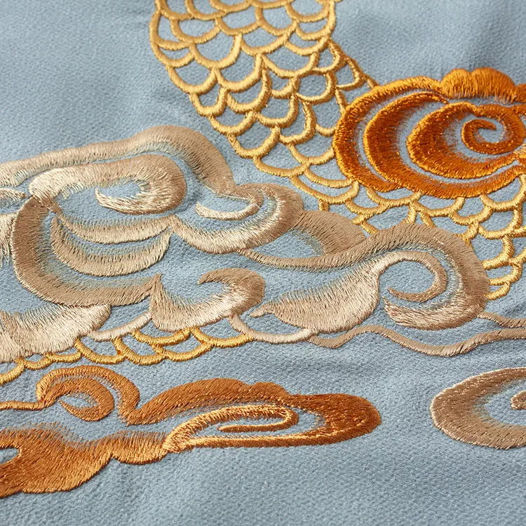 お宮参り男の子 産着レンタル スモークブルー 昇龍 松 刺繍 2675