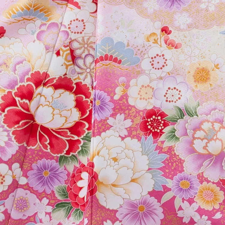 お宮参り女の子 産着レンタル ピンク 鈴牡丹 1590