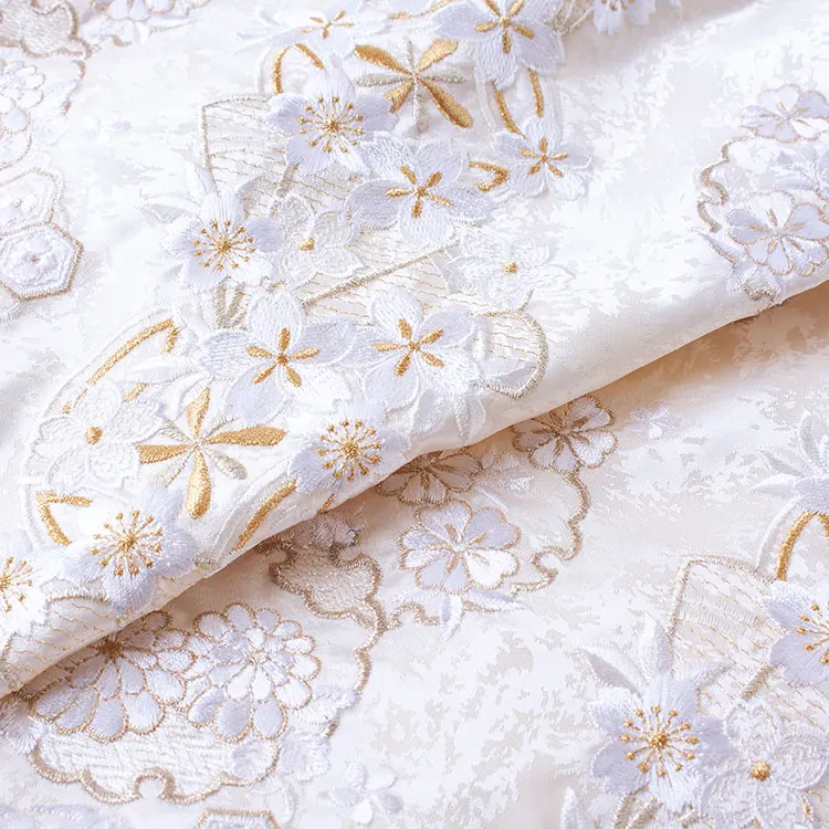 お宮参り女の子 産着レンタル ベージュ 桜刺繍 雪輪 1594