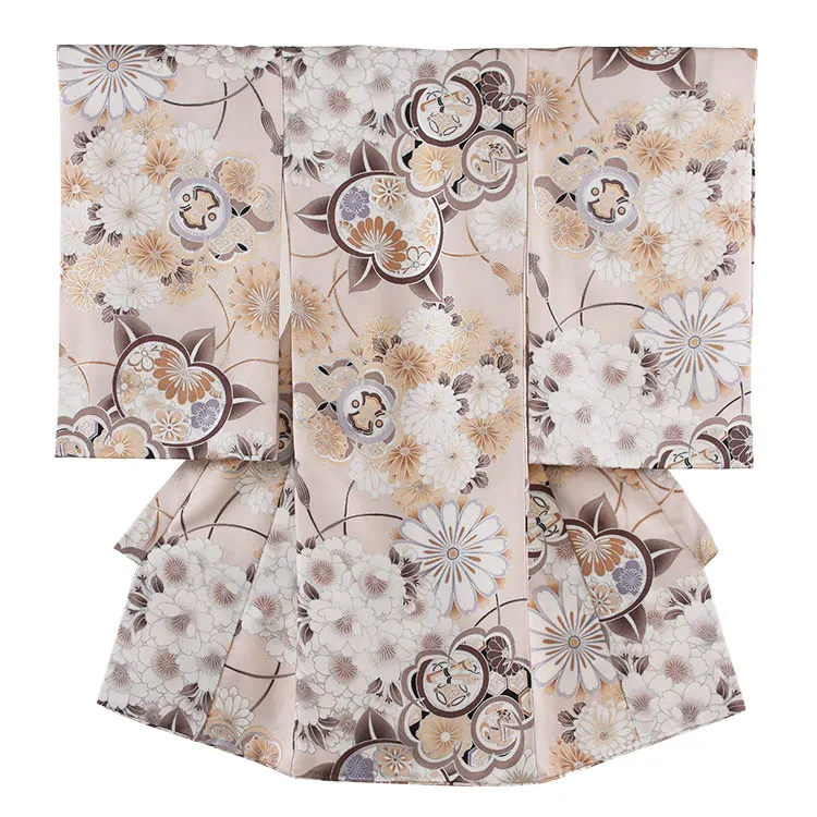 お宮参り女の子 産着レンタル くすみグレージュ 橘菊 1598