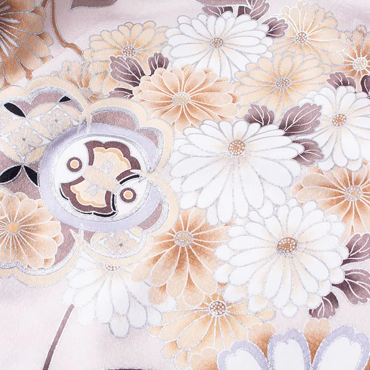 お宮参り女の子 産着レンタル くすみグレージュ 橘菊 1598