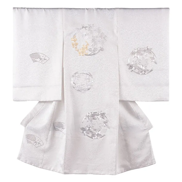 お宮参り男の子 女の子 産着レンタル 白地 刺繍 菊梅 1599