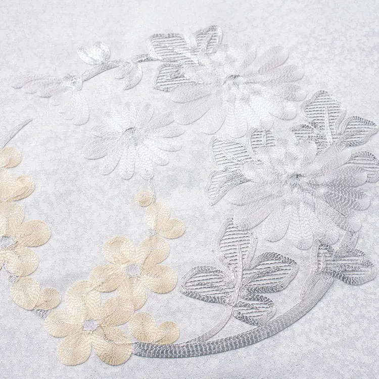 お宮参り男の子 女の子 産着レンタル 白地 刺繍 菊梅 1599