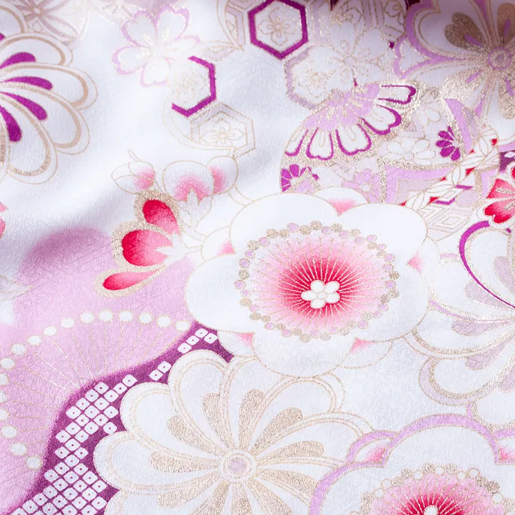 お宮参り女の子 産着レンタル 白地 ねじり梅 桜 1601