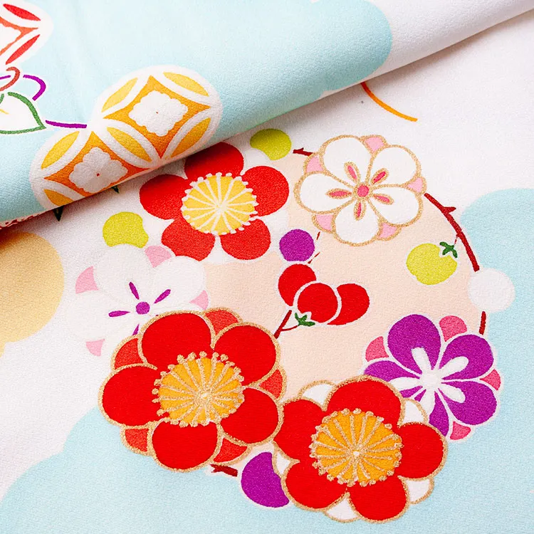 【正絹】お宮参り女の子 産着レンタル 白地 雲取り 吉祥文様 1603