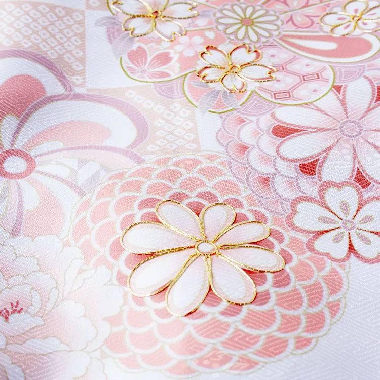 お宮参り女の子 産着レンタル 白地 ねじり梅 菊 牡丹 市松 1608