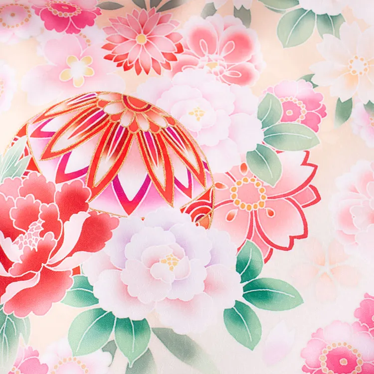 お宮参り女の子 産着レンタル パステルクリーム 鞠 牡丹 1609