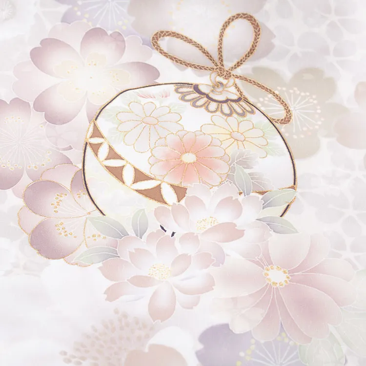 お宮参り女の子 産着レンタル 薄アイボリー 鈴鞠 桜 1610