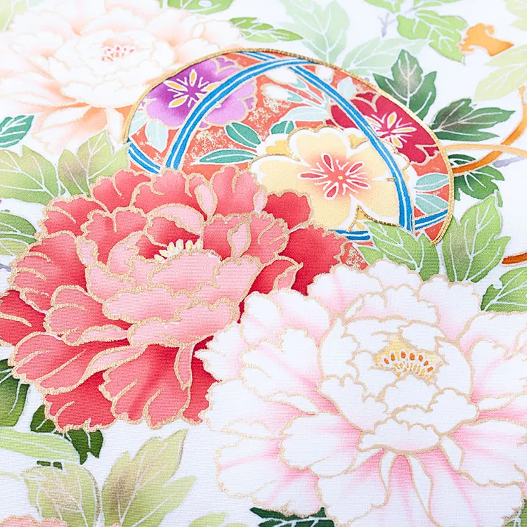 【正絹】お宮参り女の子 産着レンタル 白地 鞠に牡丹 1613