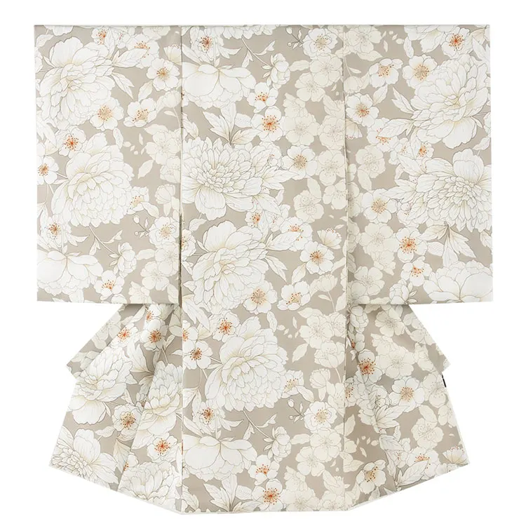 お宮参り女の子 産着レンタル グレージュ 牡丹 1615