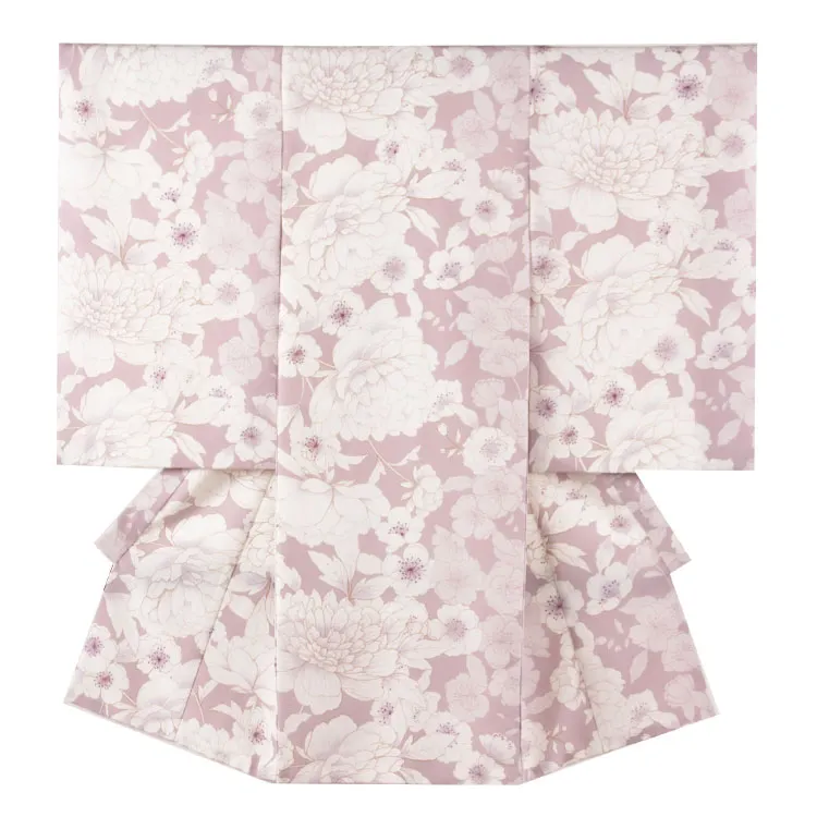 お宮参り女の子 産着レンタル くすみパープル 牡丹 1616