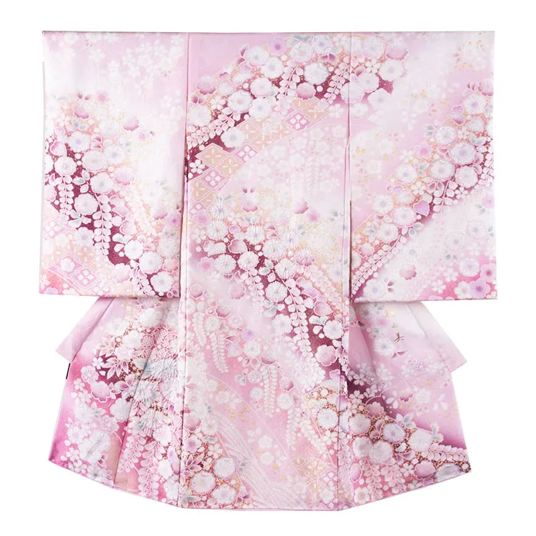【正絹】お宮参り女の子 産着レンタル 桂由美 ピンク 辻が花 絞り ラメ1617