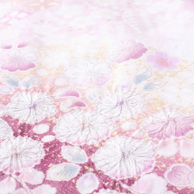 【正絹】お宮参り女の子 産着レンタル 桂由美 ピンク 辻が花 絞り ラメ1617