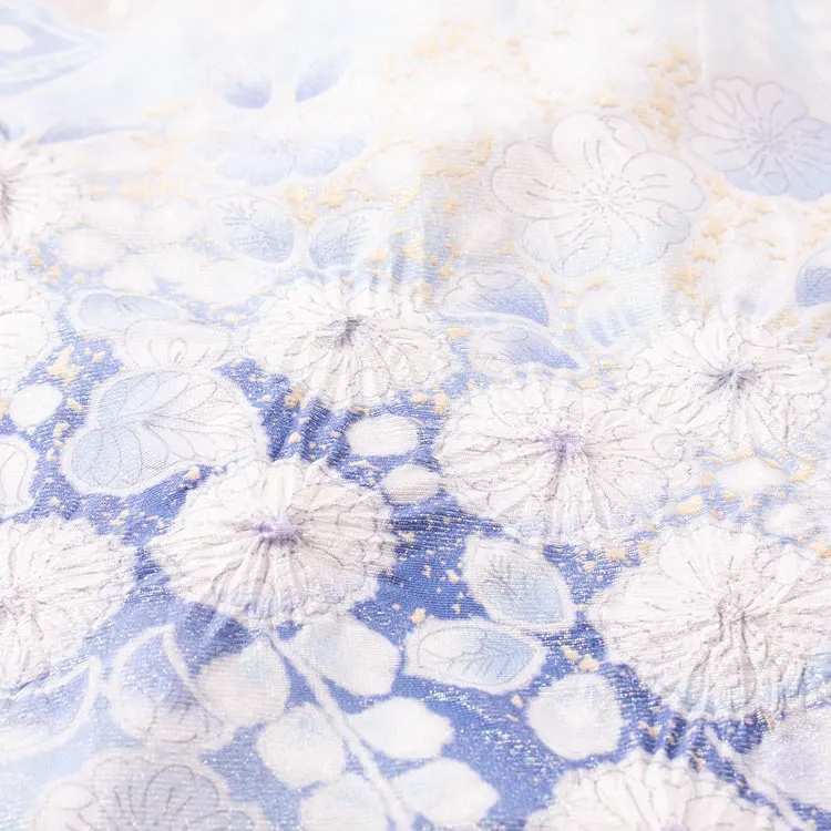 【正絹】お宮参り女の子 産着レンタル 桂由美 空色 辻が花 絞り ラメ 1618