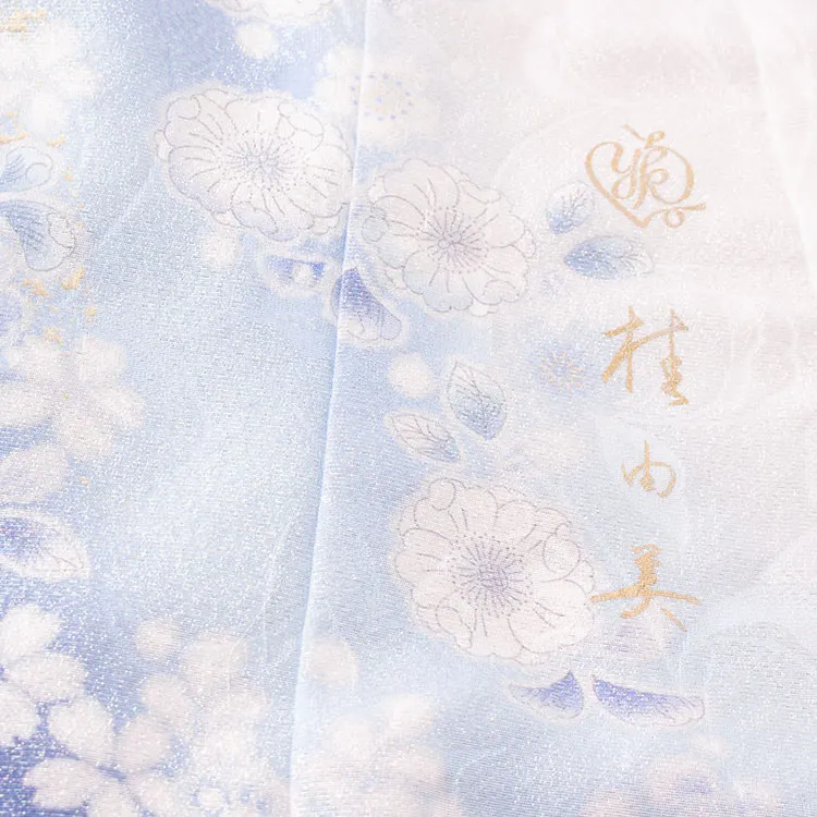 【正絹】お宮参り女の子 産着レンタル 桂由美 空色 辻が花 絞り ラメ 1618