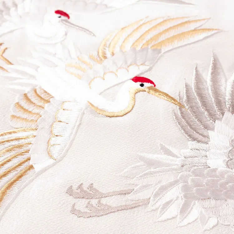 お宮参り男の子 女の子 産着レンタル きなり 豪華鶴刺繍 牡丹 1619