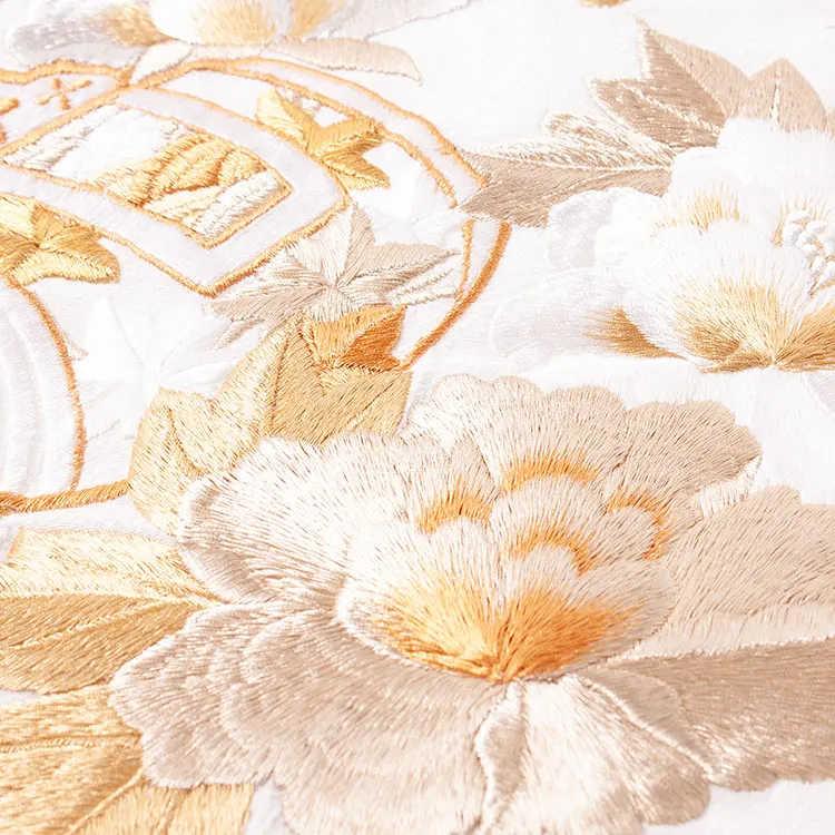 お宮参り男の子 女の子 産着レンタル きなり 豪華鶴刺繍 牡丹 1619