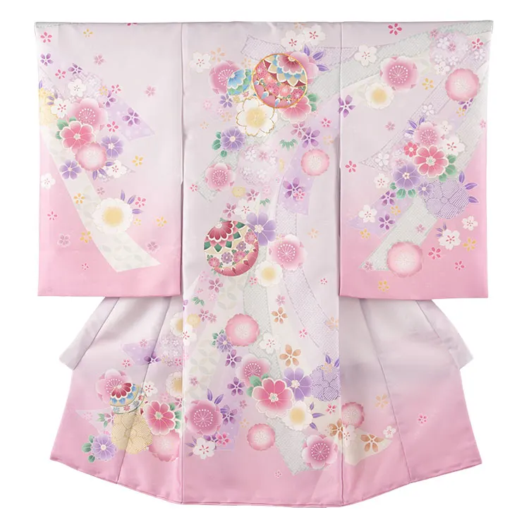 お宮参り女の子 産着レンタル 薄ピンクグレー 鞠 桜 熨斗 1622