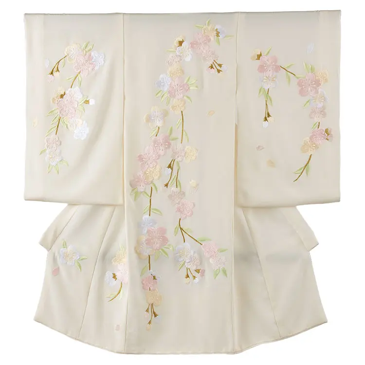 お宮参り女の子 産着レンタル クリーム しだれ桜 1628