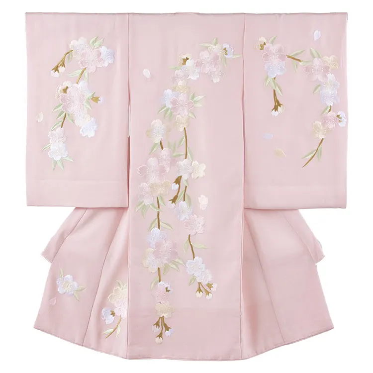 お宮参り女の子 産着レンタル ピンク しだれ桜 1634