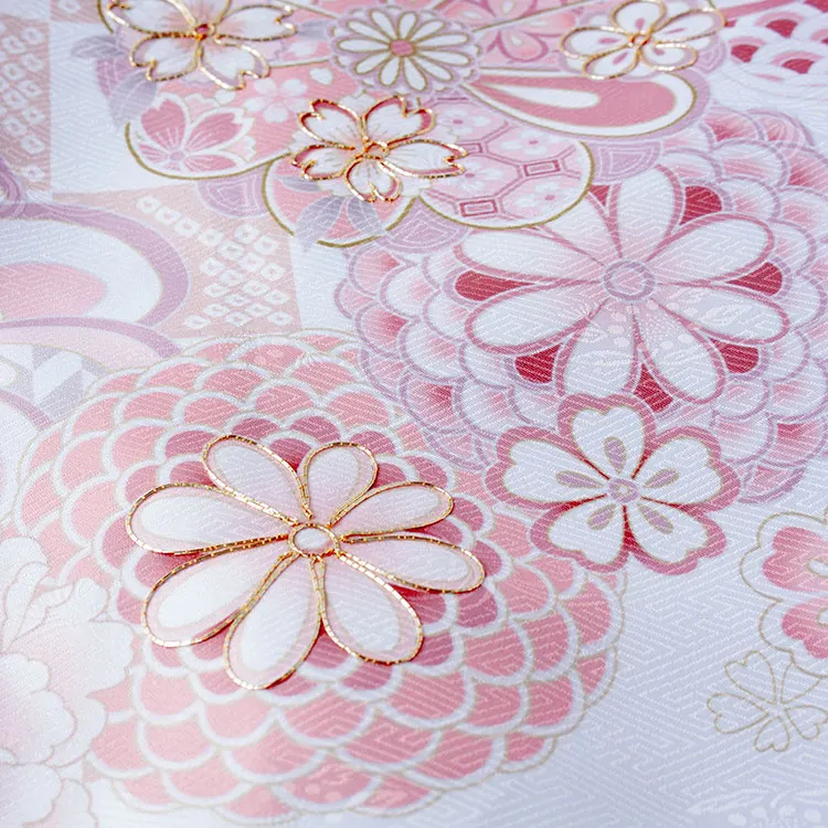 【夏用 単衣】お宮参り女の子産着レンタル 白地ねじり梅 菊 牡丹 市松 2-38