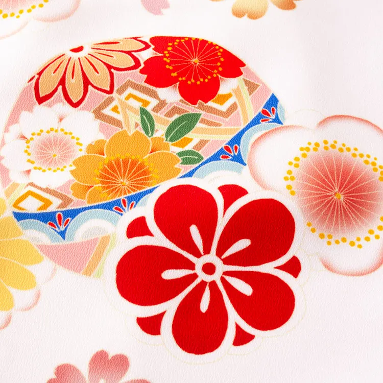 【夏用 単衣】お宮参り女の子 産着レンタル 白地 鞠と梅 2-41