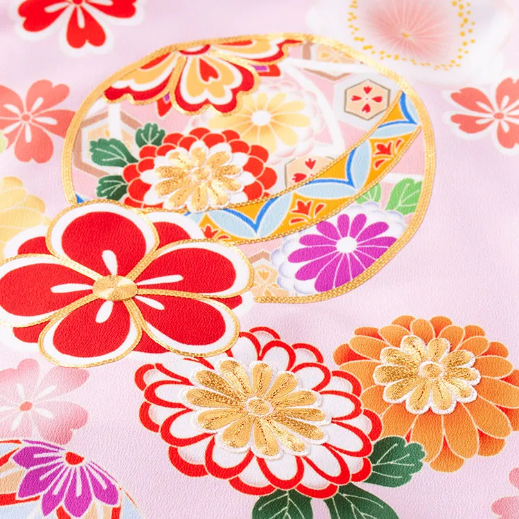 【夏用 単衣】お宮参り女の子 産着レンタル ピンク 鞠と梅 2-42