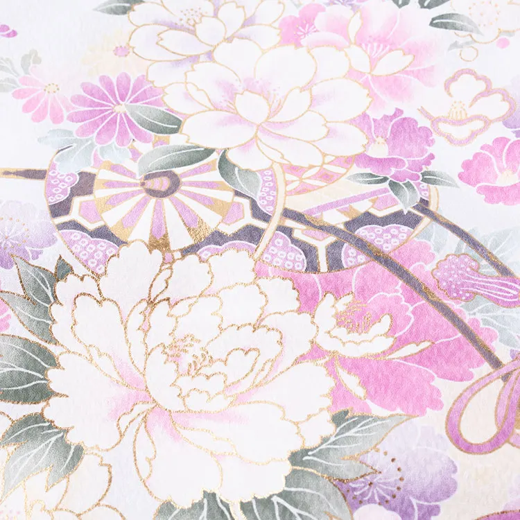 【夏用 単衣】お宮参り女の子 産着レンタル 薄紫グラデーション花車に桜 2-45