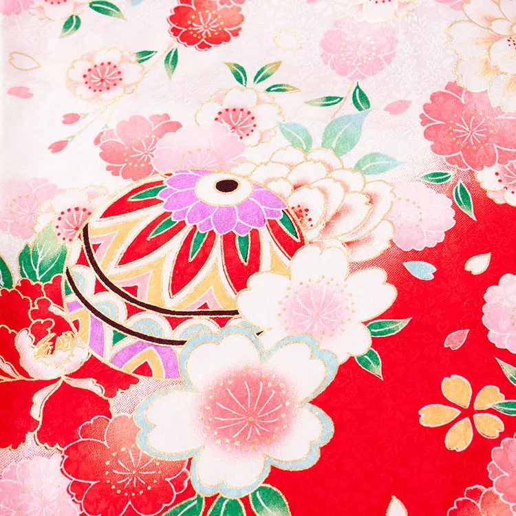 【夏用 単衣】お宮参り女の子 産着レンタル 白地 鞠に花づくし 2-53