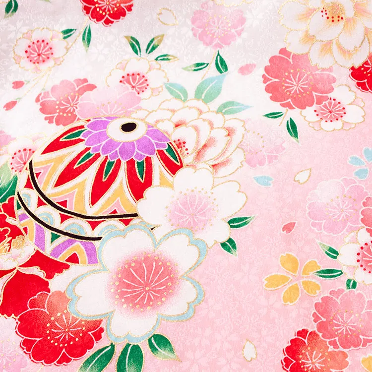 【夏用 単衣】お宮参り女の子 産着レンタル 白地 鞠に花づくし 2-54