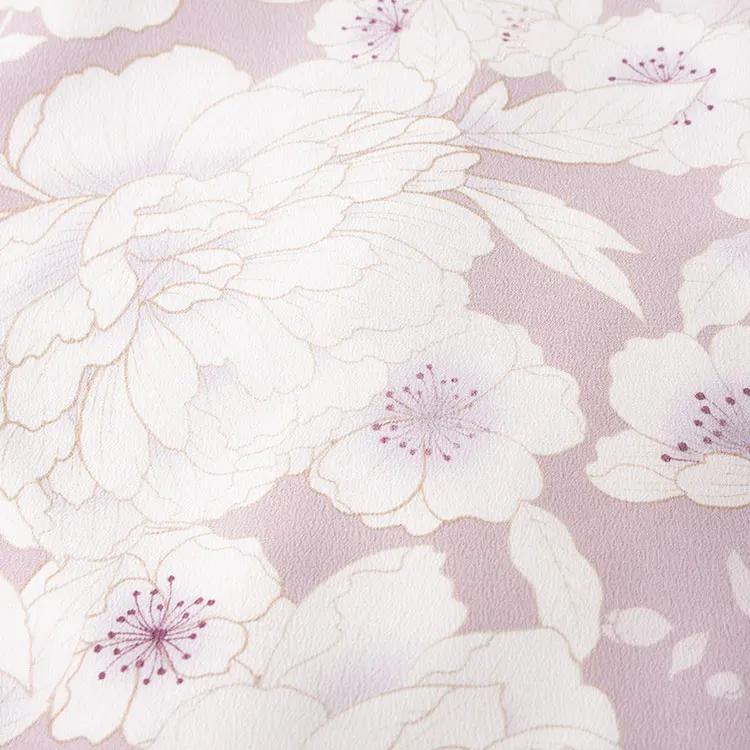 【夏用 単衣】お宮参り女の子 産着レンタル くすみパープル 牡丹 2-55