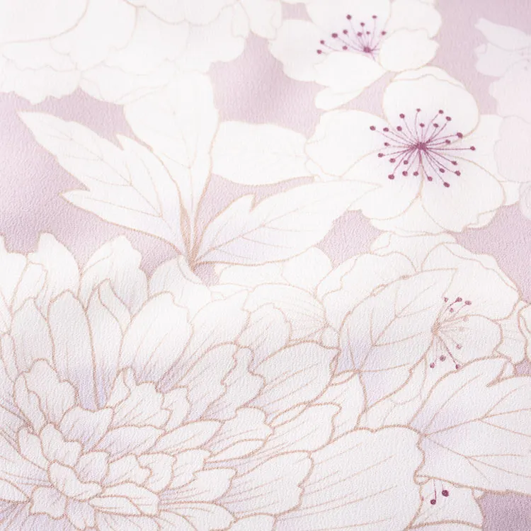 【夏用 単衣】お宮参り女の子 産着レンタル くすみパープル 牡丹 2-55