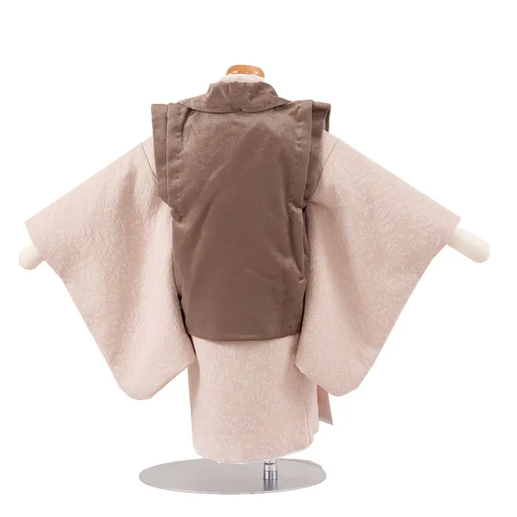 男児ベビー モカブラウン×ベージュ 二部式着物 418