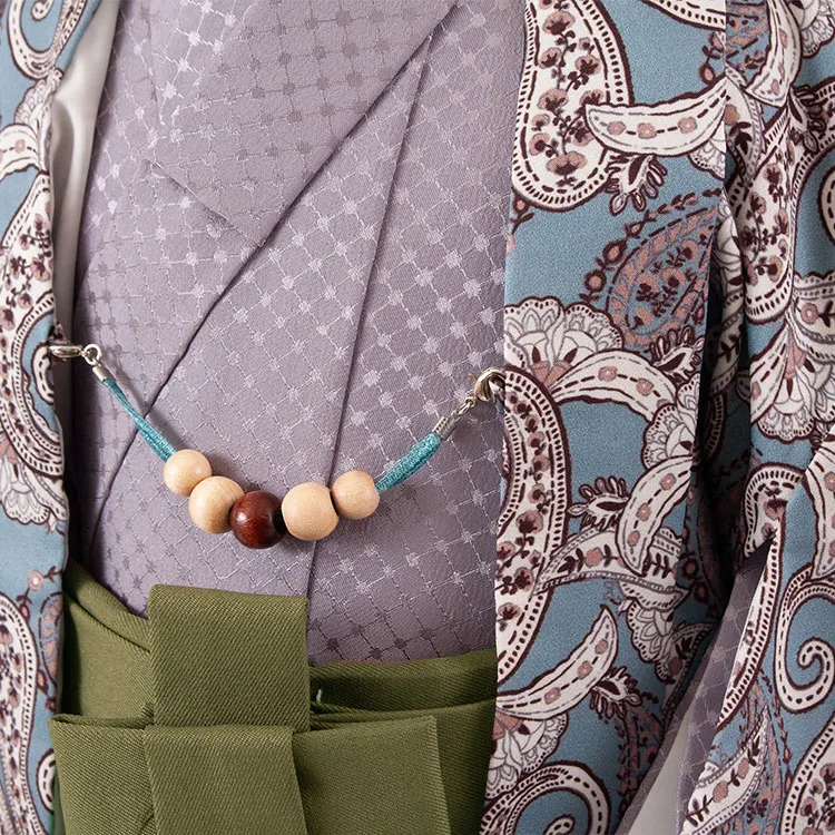 男児ベビー 青地 アンティーク柄 二部式着物 419