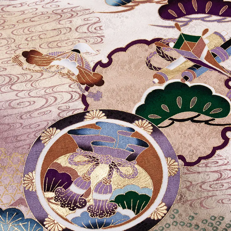 【正絹】七五三レンタル （3歳男児被布）1061 黒地×アイボリー 絞り 小槌