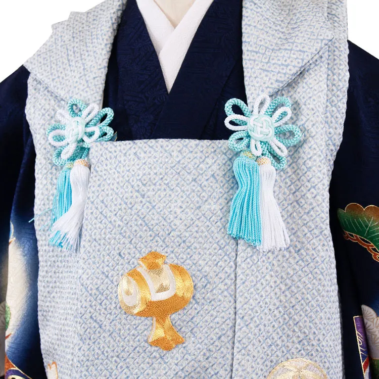 【正絹】七五三レンタル （3歳男児被布）1062 紺地 絞り 松 小槌