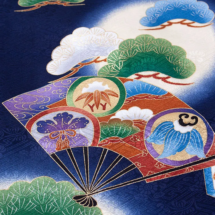 【正絹】七五三レンタル （3歳男児被布）1062 紺地 絞り 松 小槌