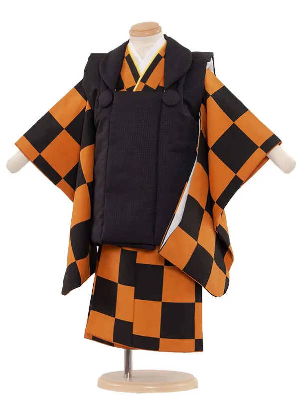 七五三レンタル（2歳男被布）2109　市松