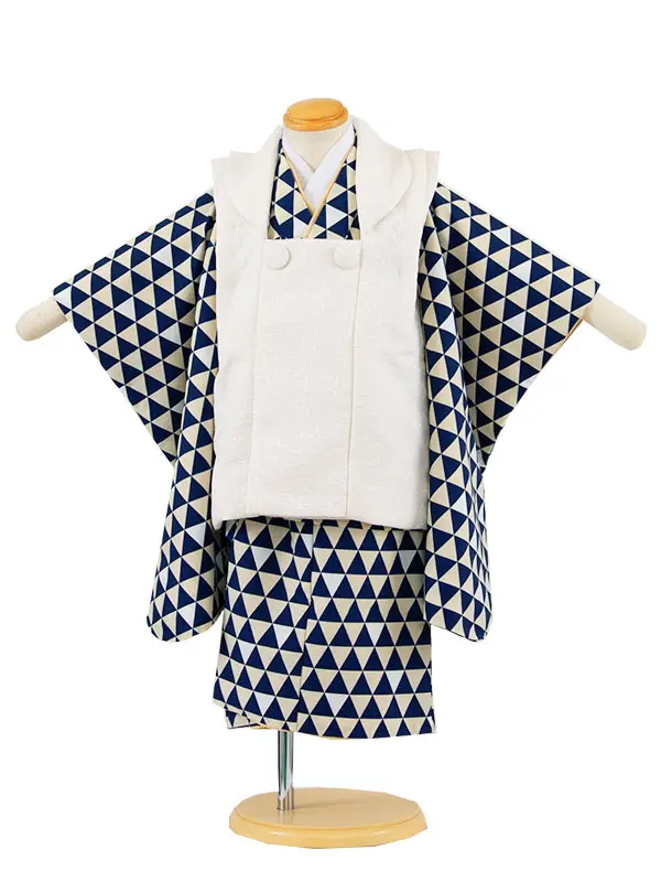 七五三レンタル （2歳男児被布）2137 アイボリー うろこ柄