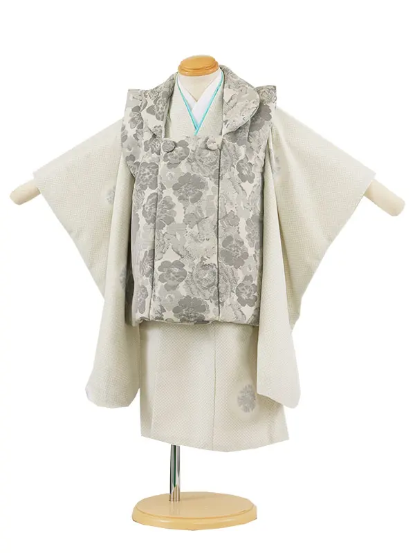 七五三レンタル （2歳男児被布）2138 グレー 花柄