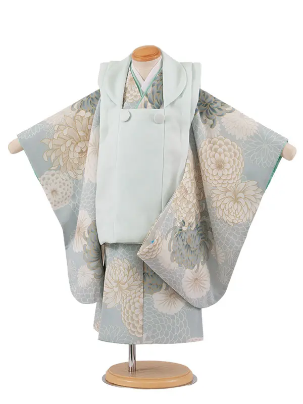 七五三レンタル （2歳男児被布）2155 ミントブルー×くすみミント 菊
