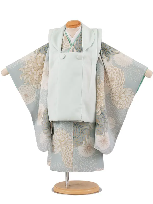 七五三レンタル （2歳男児被布）2155 ミントブルー×くすみミントブルー 菊