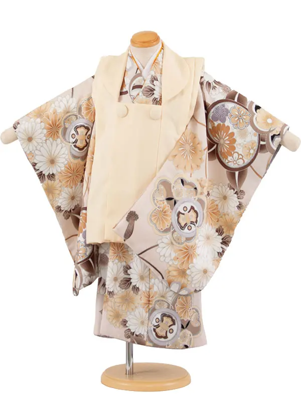 七五三レンタル （2歳男児被布）2157 クリーム×グレージュ 橘菊