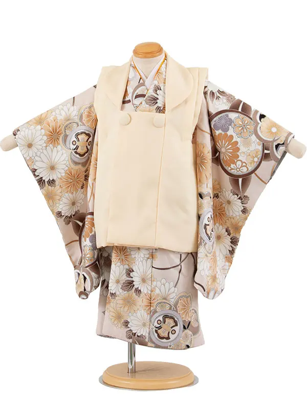 七五三レンタル （2歳男児被布）2157 クリーム×グレージュ 橘菊