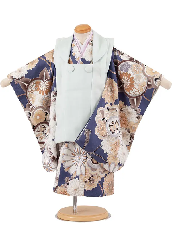 七五三レンタル （2歳男児被布）2158 ミントブルー×群青色 橘菊