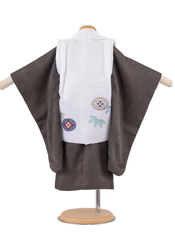 七五三レンタル （2歳男児被布）2159 白地×黒地 兜