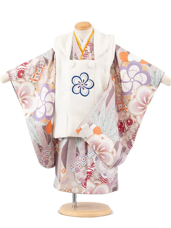 七五三レンタル （2歳男児被布）2164 アイボリー×グレージュ ねじり梅