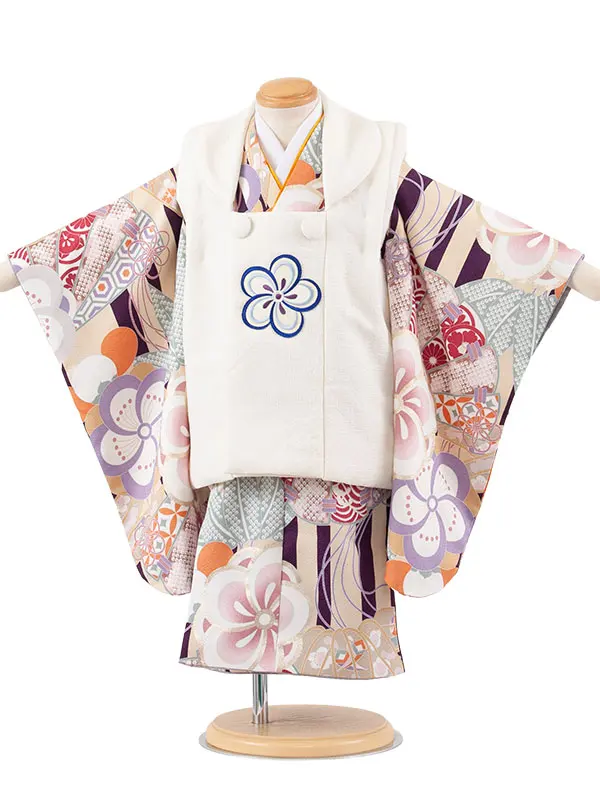 七五三レンタル （2歳男児被布）2165 アイボリー×ベージュ ねじり梅