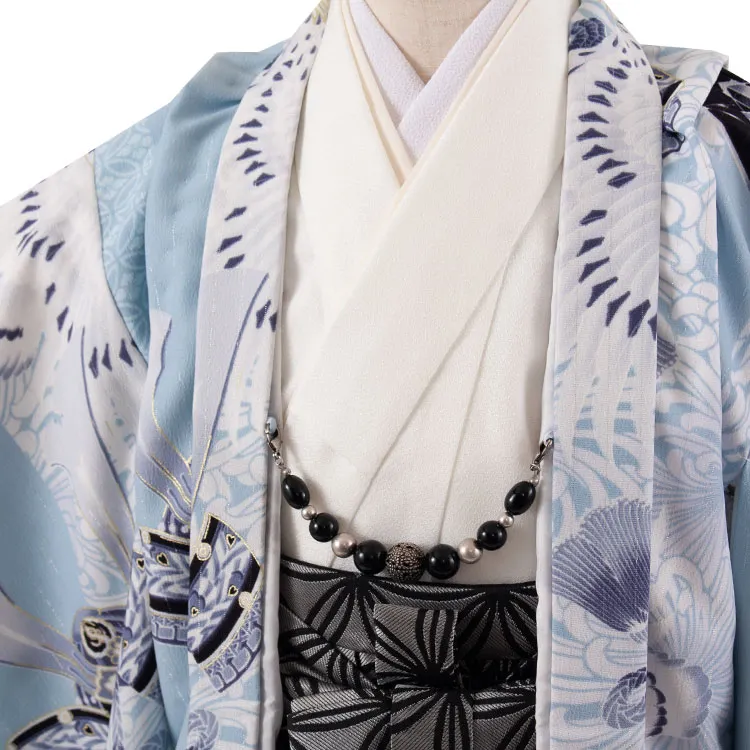 かんたん七五三 （3歳,4歳男袴）3293 ジャパンスタイル 空色 鷹に兜 乱菊