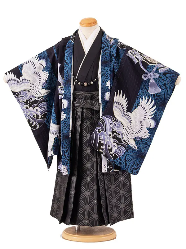かんたん七五三 （3歳男袴）3294 JAPAN STYLE 紺地 鷹に乱菊